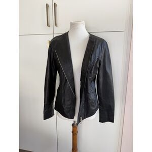 Domenico Vacca Women’s Black Leather Jacket Made in Italy IT 44 US 8 10